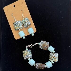 925 Silver Earrings with Bracelet - Vintage Beads